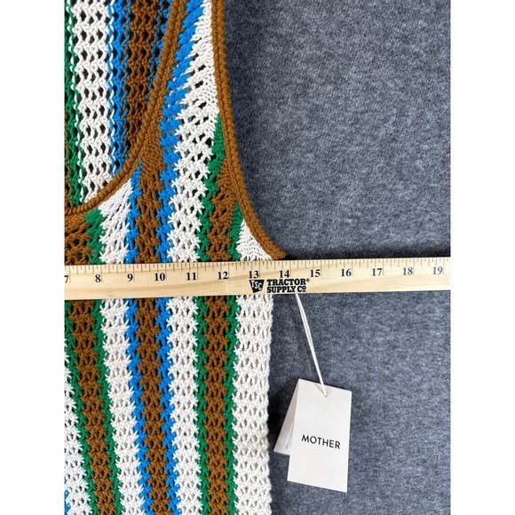 NWT MOTHER The Benefits Dress Size XS Striped Crochet Fringe Midi Cotton Anthro - Picture 8 of 12